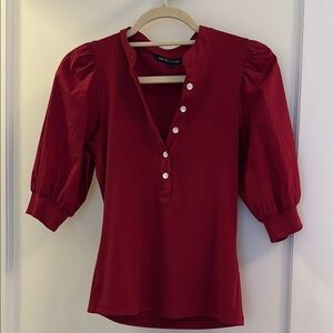 Red Button-Up Women's Top